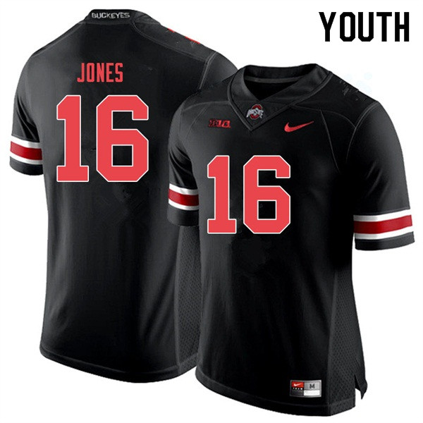 Ohio State Buckeyes Keandre Jones Youth #16 Blackout Authentic Stitched College Football Jersey